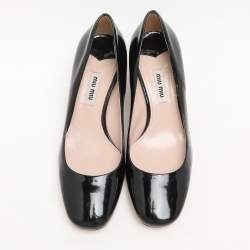 Miu Miu Black Patent Leather Embellished Pumps Size 36.5