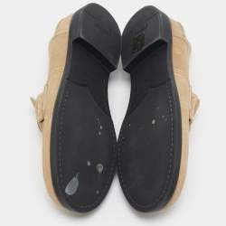 Miu Miu Beige Suede Logo Appique Loafers Size 38.5
