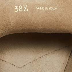Miu Miu Beige Suede Logo Appique Loafers Size 38.5
