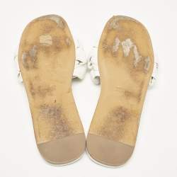 Miu Miu White Intrecciato Leather Flat Slides Size 40