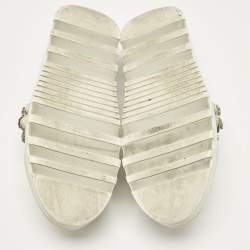 Miu Miu Cream Knit Fabric Crystal Embellished Slip On Sneakers Size 41