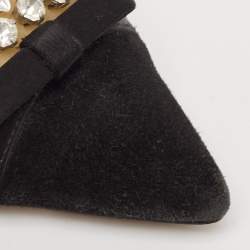 Miu Miu Black Suede and PVC Crystal Embellished Pointed Toe Pumps Size 38.5