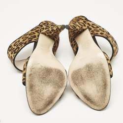 Miu Miu Brow Leopard Print Calf Hair and Suede Slide Sandals Size 38