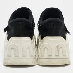 Miu Miu Black Fabric Graphic Trim Lace Up Sneakers Size 40