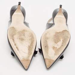 Miu Miu Black Patent Leather Pointed Toe Slingback Pumps Size 37.5