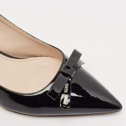 Miu Miu Black Patent Leather Pointed Toe Slingback Pumps Size 37.5