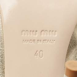 Pre Owned Miu Miu Metallic Gold Leather Crystal Embellished Pumps Size 40