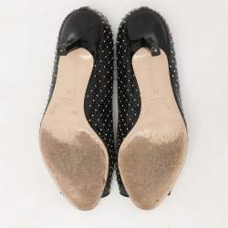 Pre Owned Miu Miu Black Patent Leather Studded Peep Toe Pumps Size 37