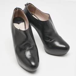 Miu Miu Black Leather Glitter Heel Booties Size 38.5