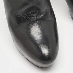 Miu Miu Black Leather Glitter Heel Booties Size 38.5