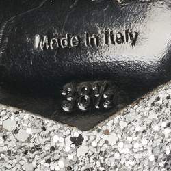 Miu Miu Black Leather Glitter Heel Booties Size 38.5