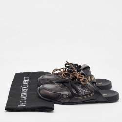 مملوكة مسبقًا Miu Miu x New Balance Dark Brown Leather 530 SL Deco Flat Mules Size 37