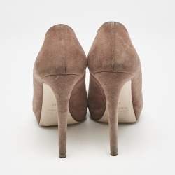 Miu Miu Beige Suede Crystal Embellished Peep Toe Platform Pumps Size 37