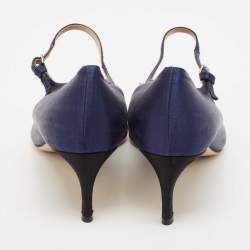 Miu Miu Black/Blue Satin Crystal Embellished Pointed Toe Pumps Size 39.5