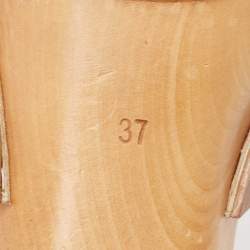 Pre Owned Miu Miu Gold Leather Crystal Embellished Clogs Size 37