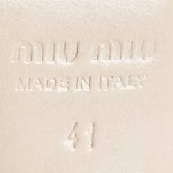 Pre Owned Miu Miu Silver Leather Crystals Embellished Platform Sandals Size 41