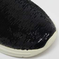 Miu Miu Black Sequins and Neoprene Slip On Sneakers Size 39
