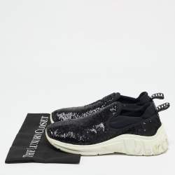 Miu Miu Black Sequins and Neoprene Slip On Sneakers Size 39