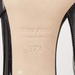 Miu Miu Black Leather Logo Pointed Cap Toe Slingback Pumps Size 37.5