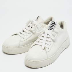 Miu Miu White Leather Low Top Sneakers Size 38.5