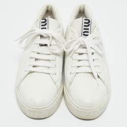 Miu Miu White Leather Low Top Sneakers Size 38.5
