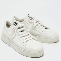 Miu Miu White Leather Low Top Sneakers Size 38.5