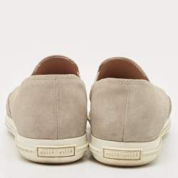 Miu Miu Grey Suede Metal Cap Toe Slip On Sneakers Size 37
