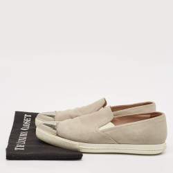 Miu Miu Grey Suede Metal Cap Toe Slip On Sneakers Size 37