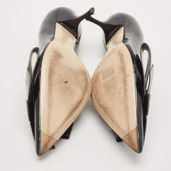 Miu Miu Black Patent Leather Bow Pointed Toe Pumps Size 37.5