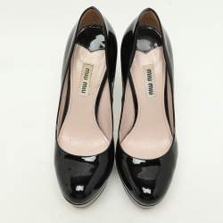 Miu Miu Black Patent Leather Platform Pumps Size 35