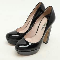 Miu Miu Black Patent Leather Platform Pumps Size 35