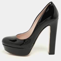 Miu Miu Black Patent Leather Platform Pumps Size 35