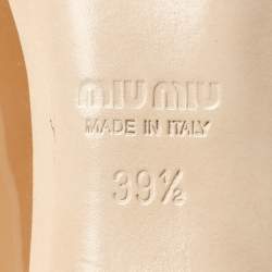 Miu Miu Brown Patent Leather Crystal Embellished Block Heel Pumps Size 39.5