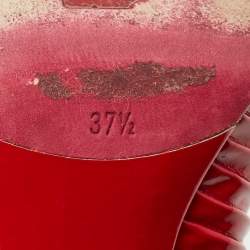 Pre Owned Miu Miu Red Patent Leather Pleated Peep Toe Pumps Size 37.5