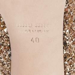 Miu Miu Gold Glitter Crystal Embellished Pointed Toe Pumps Size 40