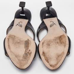 Miu Miu Black Patent Leather Crystal Embellished Slide Sandals Size 36