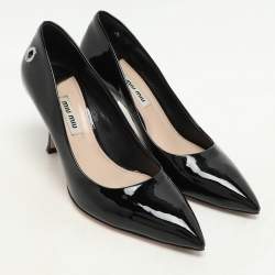 Miu Miu Black Patent Leather Eyelet Pumps Size 36.5