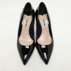 Miu Miu Black Patent Leather Eyelet Pumps Size 36.5