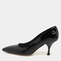 Miu Miu Black Patent Leather Eyelet Pumps Size 36.5