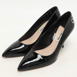 Miu Miu Black Patent Leather Eyelet Pumps Size 36.5