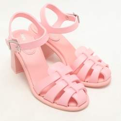 Miu Miu Pink Rubber Caged Ankle Strap Sandals Size 36