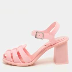 Miu Miu Pink Rubber Caged Ankle Strap Sandals Size 36
