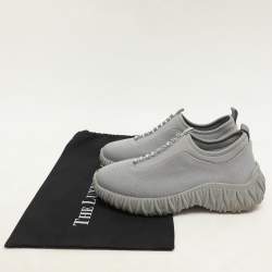 Miu Miu Grey Stretch Knit Crystal-Embellished Slip-On Sneakers 36.5