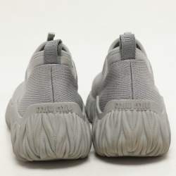 Miu Miu Grey Stretch Knit Crystal-Embellished Slip-On Sneakers 36.5