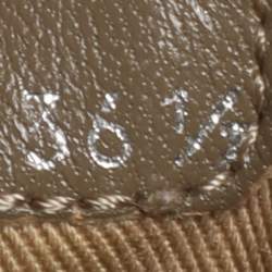 Miu Miu Beige/White Canvas and Rubber Crystal Embellished Cap Toe Sneakers Size 36.5