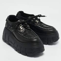 Miu Miu Black Embroidered Leather Lace Up Boots Size 38.5