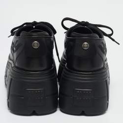 Miu Miu Black Embroidered Leather Lace Up Boots Size 38.5