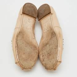 Miu Miu Beige Patent Leather Faux Pearls Ballet Flats Size 36