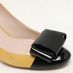 Miu Miu Yellow/Black Patent Leather Bow Pumps Size 38