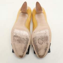 Miu Miu Yellow/Black Patent Leather Bow Pumps Size 38